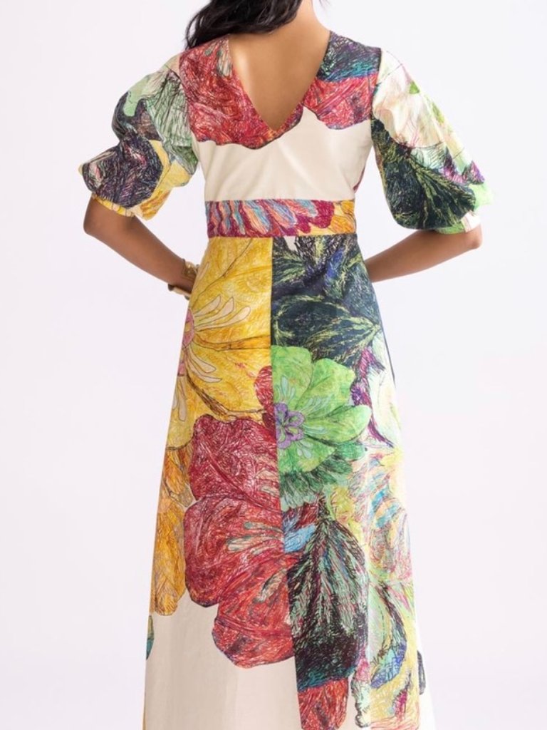 Nwt Saaksha & Kinni Daisy Print Floral A Line Maxi Dress Size S — image 4 of 8
